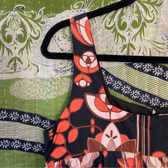 Eva Franco x Anthropologie Black Floral Retro Mod Tent Min Dress Size Medium - Picture 6 of 16